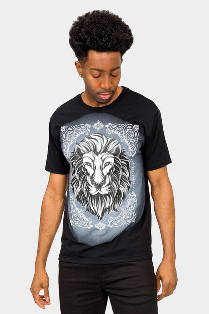 Paisley Print Embossed Lion T-Shirt
