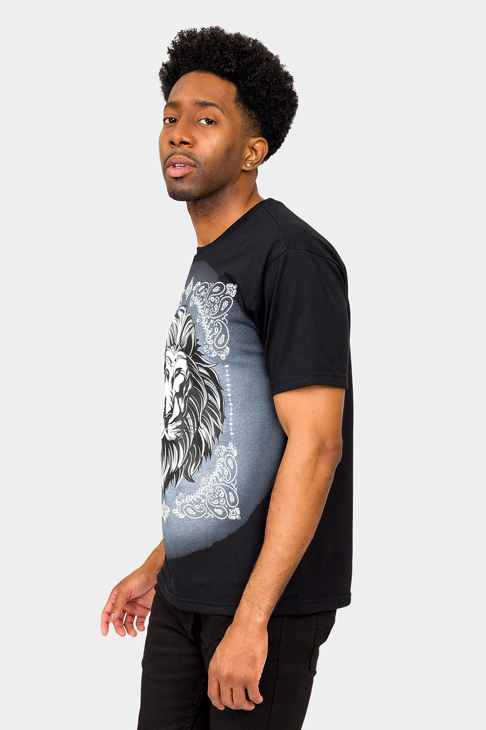 Paisley Print Embossed Lion T-Shirt