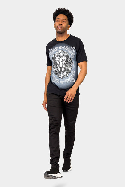Paisley Print Embossed Lion T-Shirt