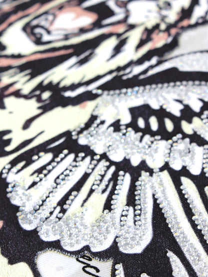 Lion Angel Crystal Embellished Graphic T-Shirt