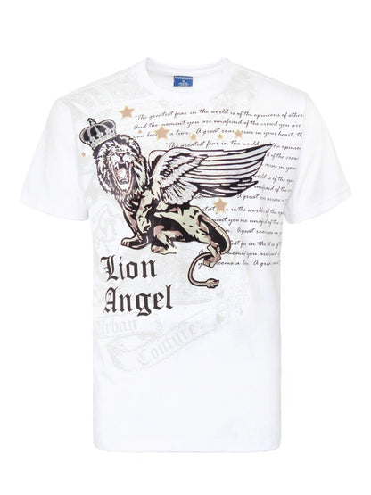 Lion Angel Crystal Embellished Graphic T-Shirt