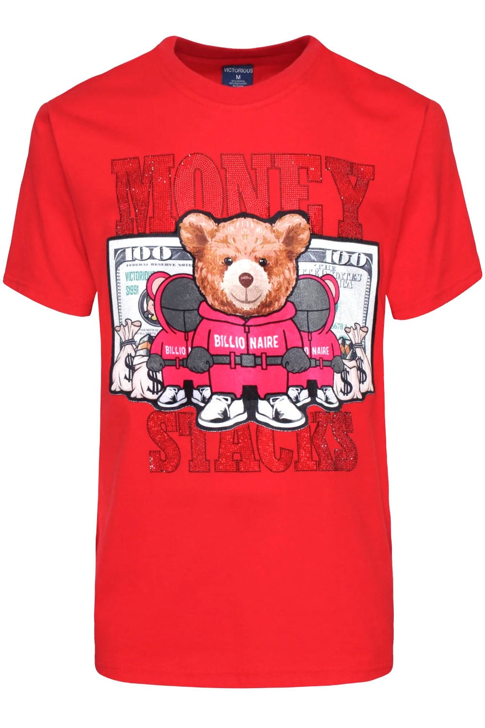 Money Stacks Crystal Embellished Bear T-Shirts
