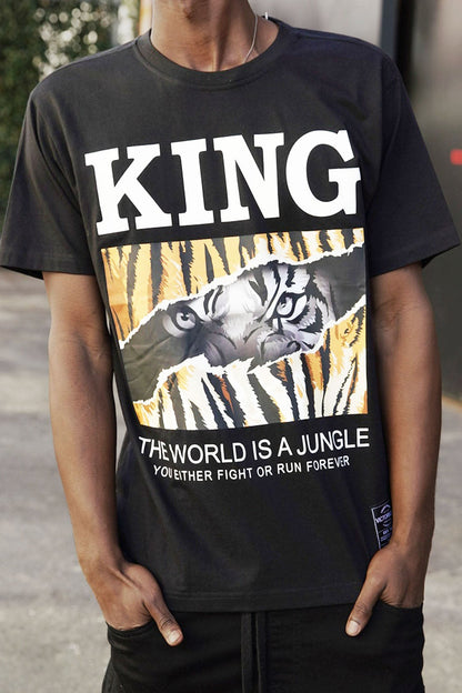 Men's King The World Is A Jungle Tiger Graphic T-Shirt