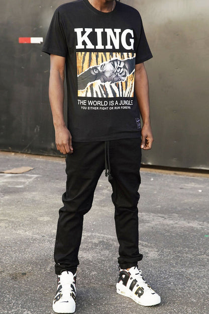 Men's King The World Is A Jungle Tiger Graphic T-Shirt