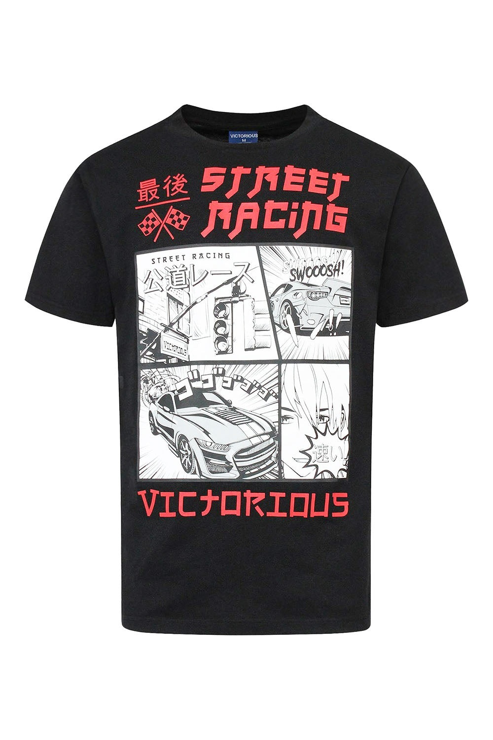 Men's Rubber Print Street Racing Graphic T-Shirt