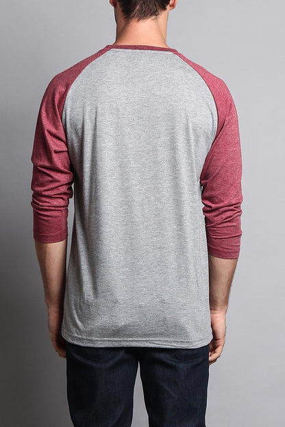 Men's Baseball T-Shirt (Grey/Burgundy)