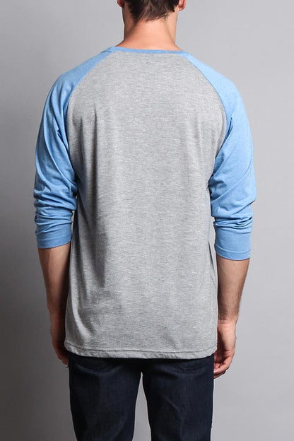 Men's Baseball T-Shirt (Grey/Carolina Blue)