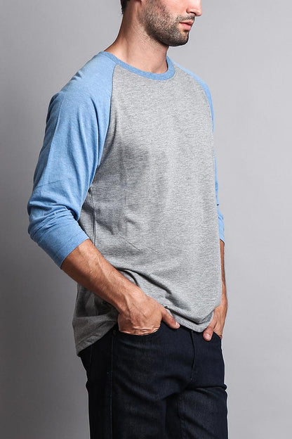 Men's Baseball T-Shirt (Grey/Carolina Blue)