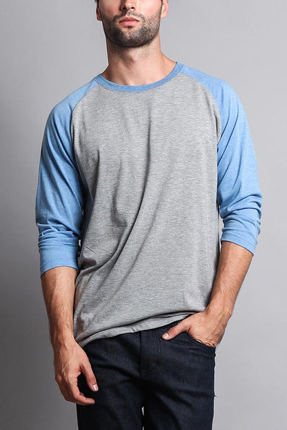 Men's Baseball T-Shirt (Grey/Carolina Blue)