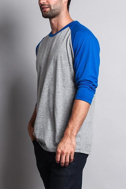 Men's Baseball T-Shirt (Grey/Royal Blue)
