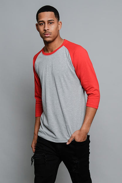 Men's Baseball T-Shirt (Grey/Red)