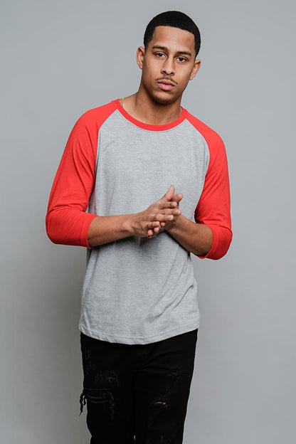 Men's Baseball T-Shirt (Grey/Red)