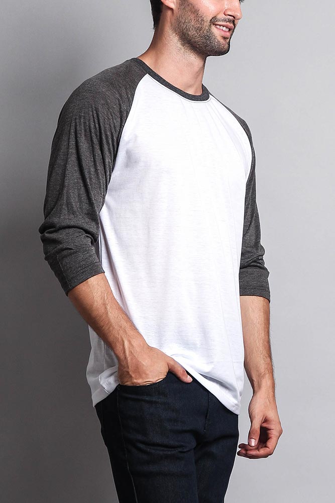 Men's Baseball T-Shirt (White/Charcoal)