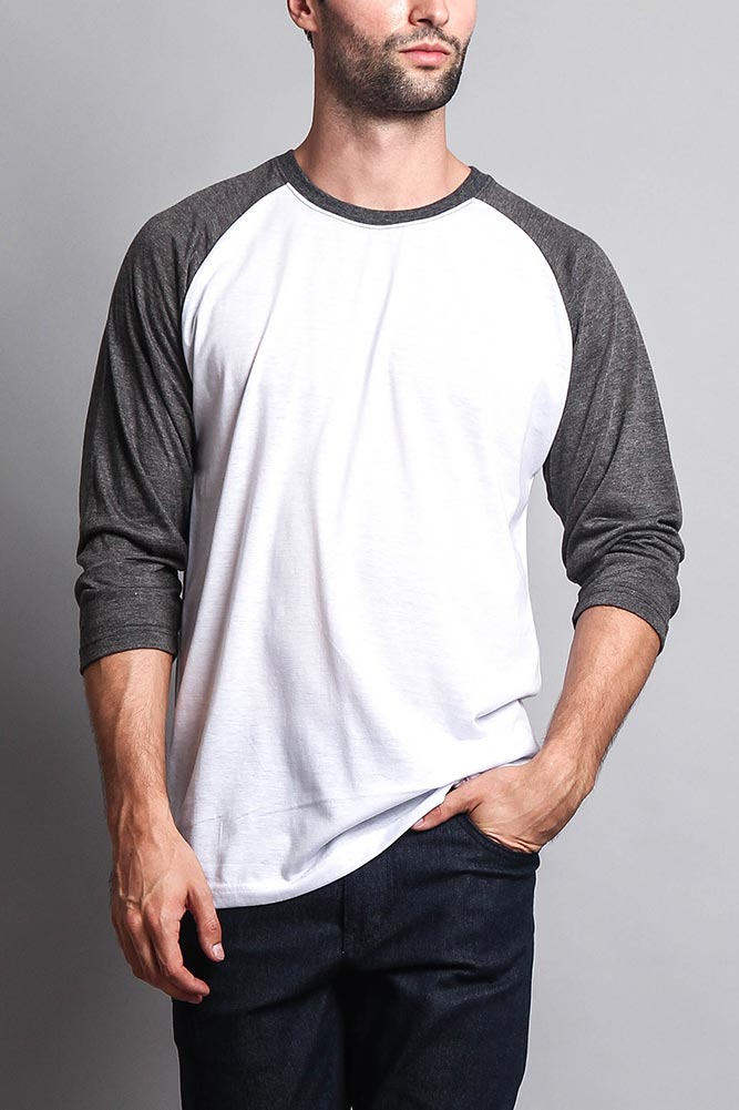 Men's Baseball T-Shirt (White/Charcoal)