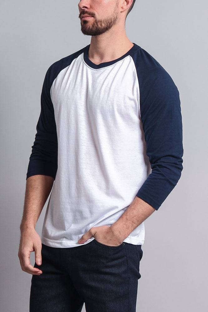 Men's Baseball T-Shirt (White/Navy)