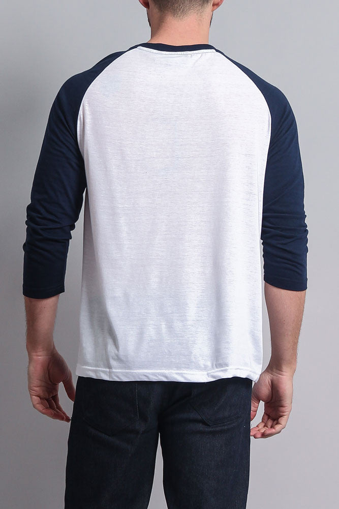 Men's Baseball T-Shirt (White/Navy)