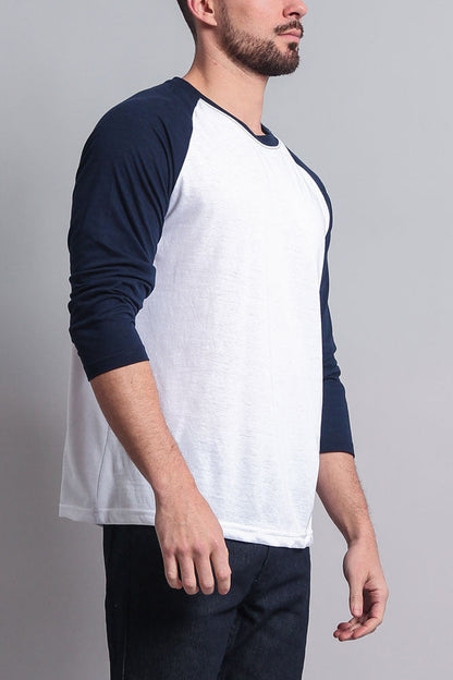 Men's Baseball T-Shirt (White/Navy)