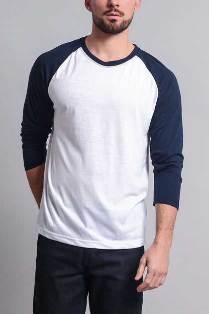 Men's Baseball T-Shirt (White/Navy)