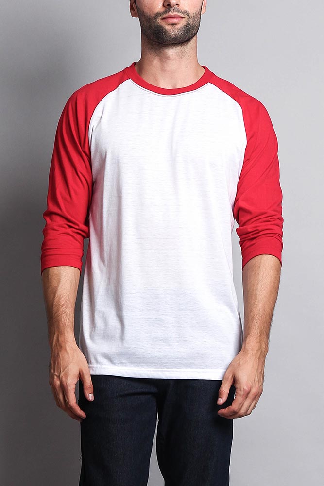 Men's Baseball T-Shirt (White/Red)