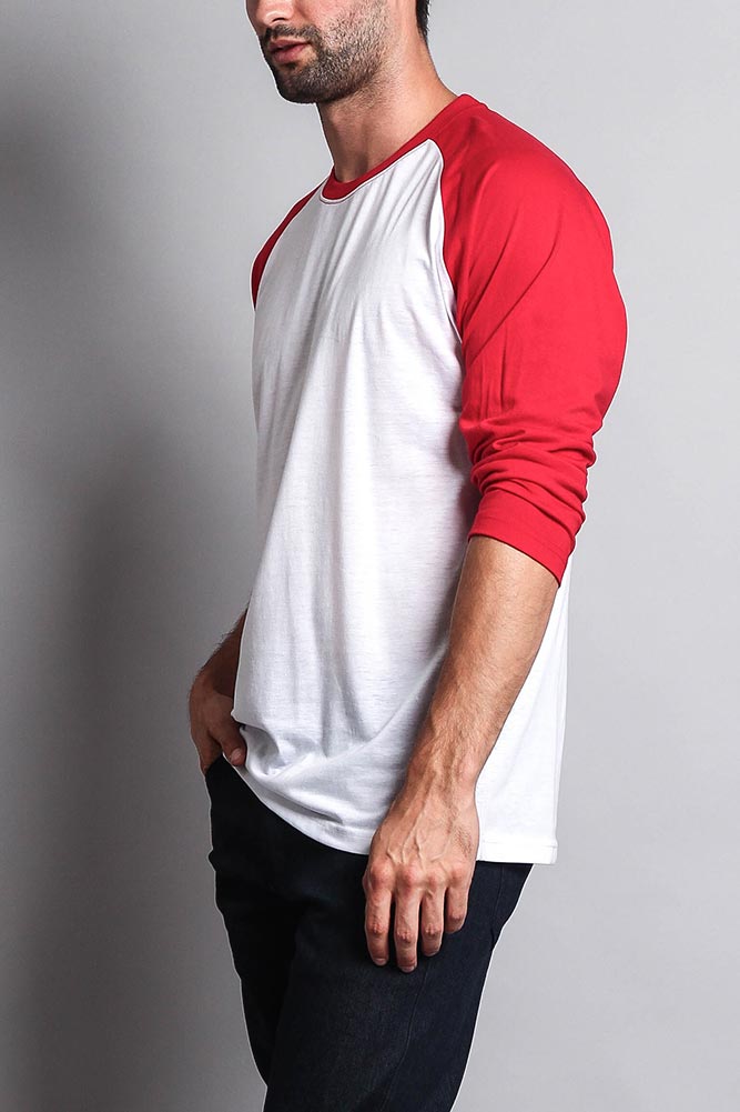 Men's Baseball T-Shirt (White/Red)