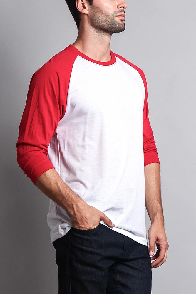 Men's Baseball T-Shirt (White/Red)