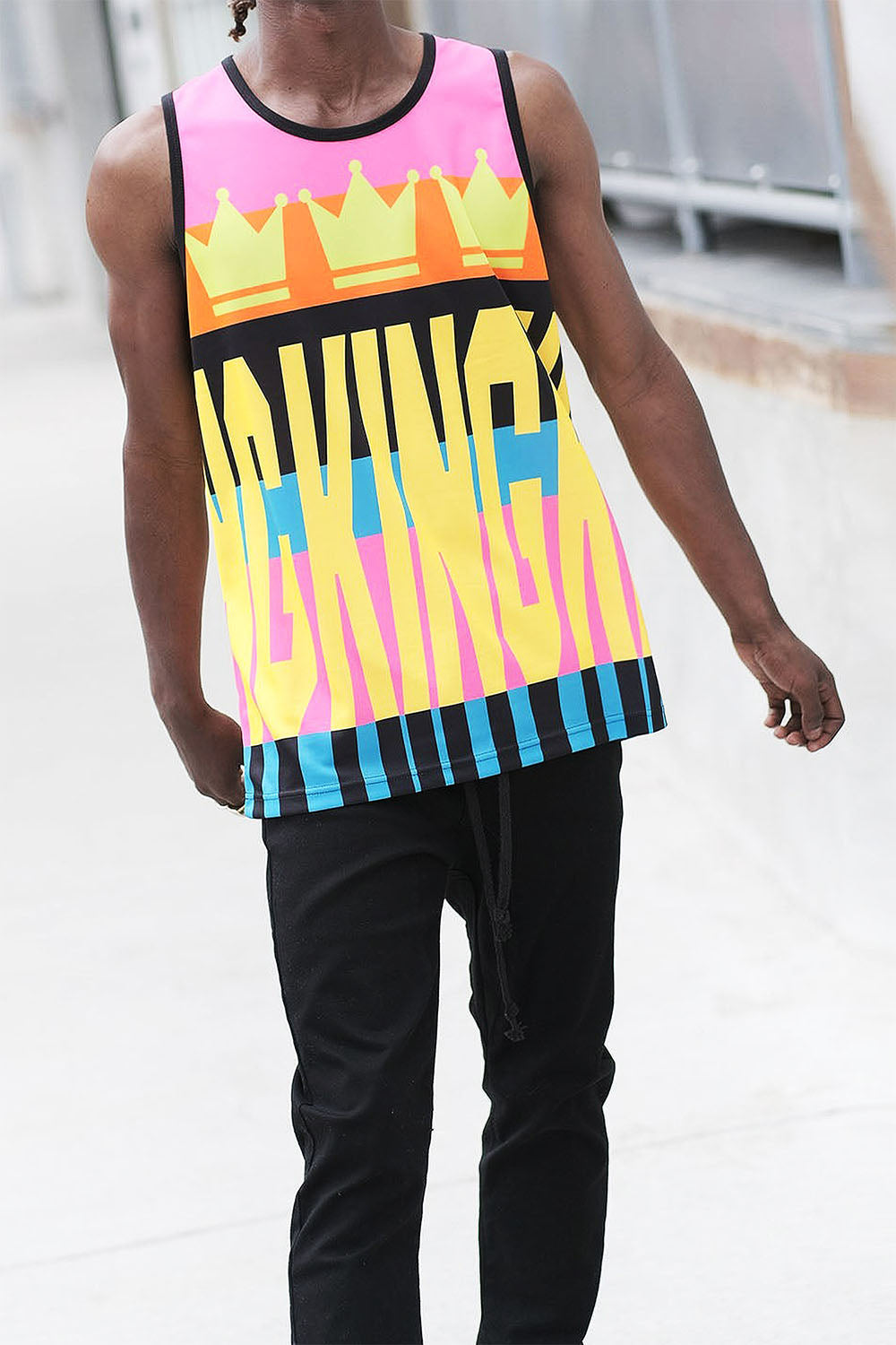 Men's Color Block King Graphic Tank Top