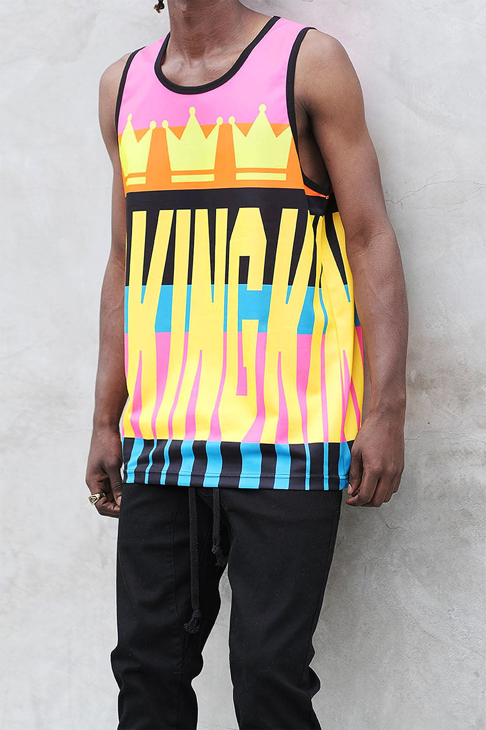 Men's Color Block King Graphic Tank Top