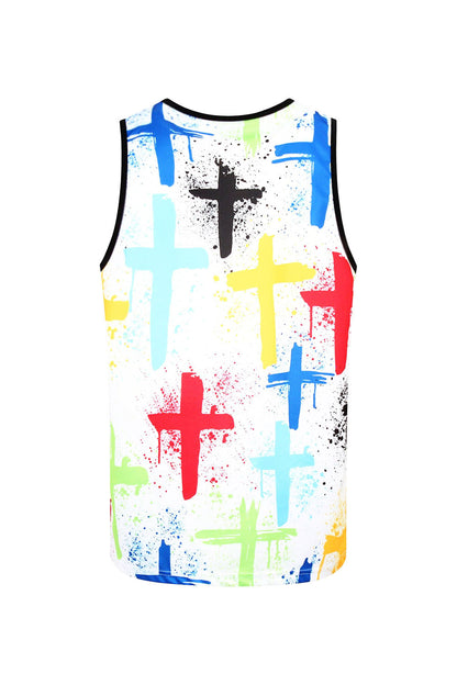Men's Cross Paint Splatter Tank Top