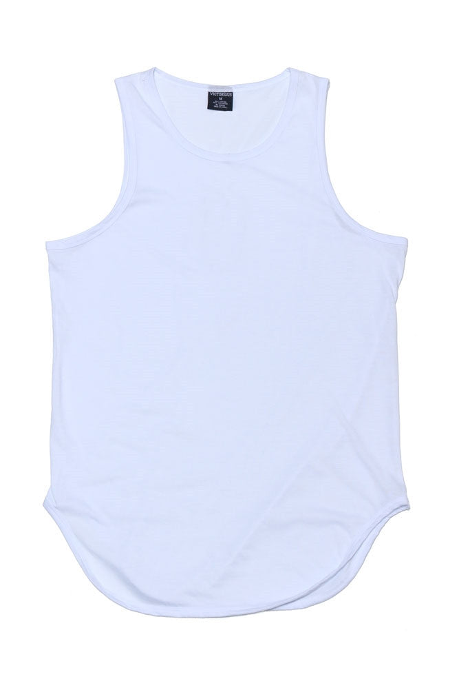 Basic Long Length Curved Hem Tank Top