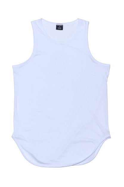 Basic Long Length Curved Hem Tank Top