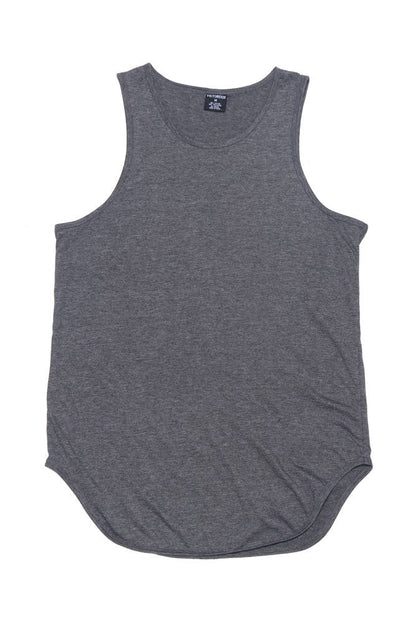 Basic Long Length Curved Hem Tank Top
