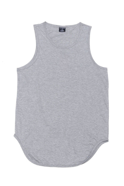 Basic Long Length Curved Hem Tank Top