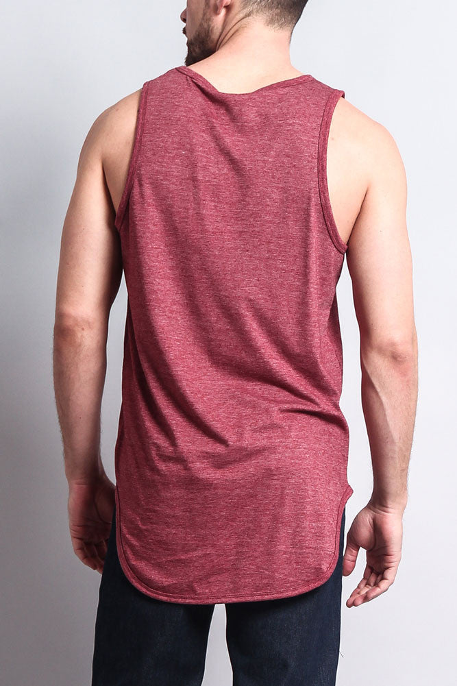 Basic Long Length Curved Hem Tank Top