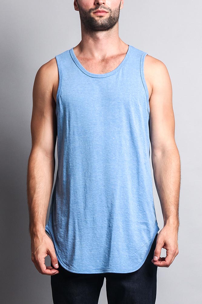 Basic Long Length Curved Hem Tank Top