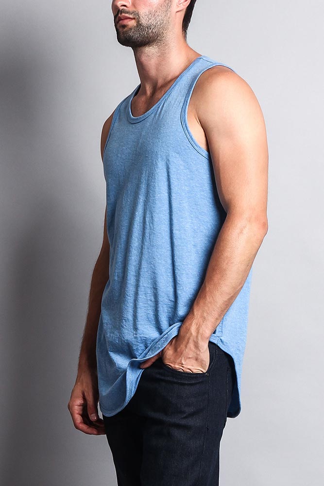 Basic Long Length Curved Hem Tank Top