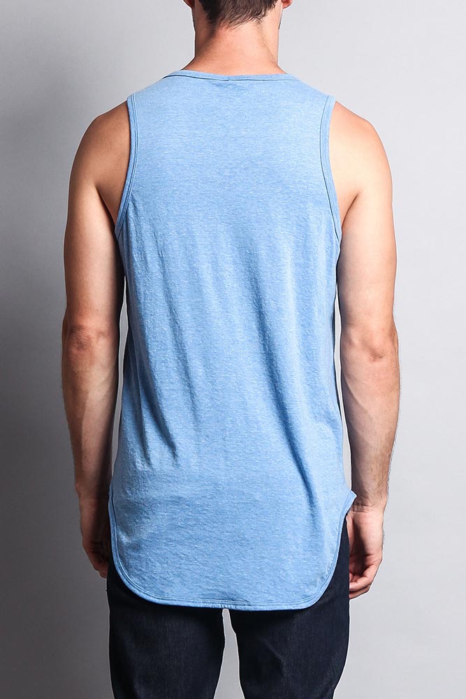 Basic Long Length Curved Hem Tank Top