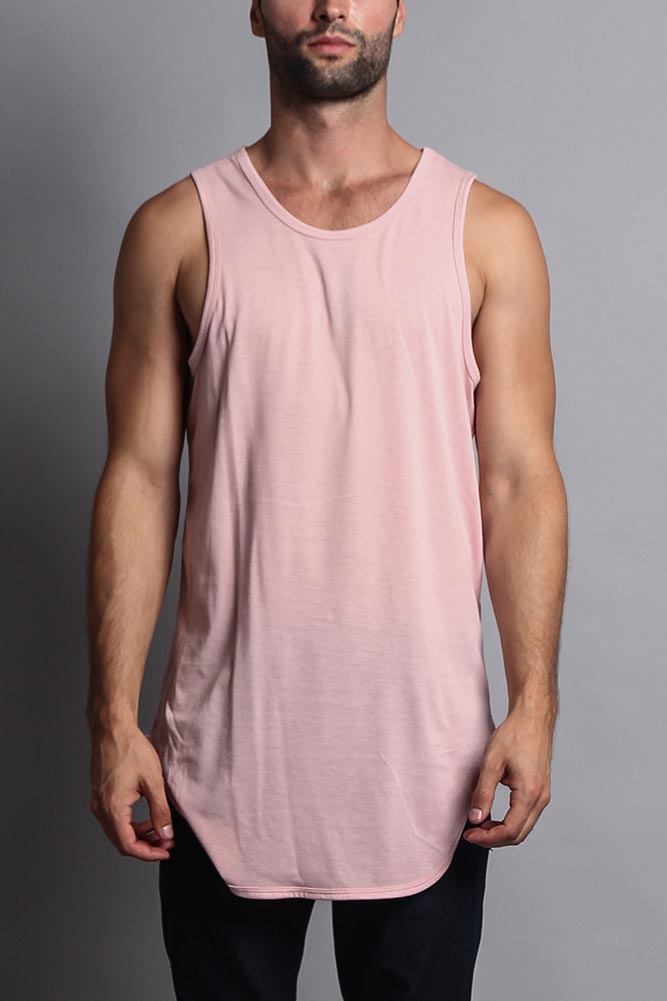 Basic Long Length Curved Hem Tank Top