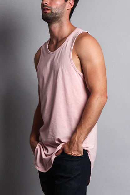 Basic Long Length Curved Hem Tank Top