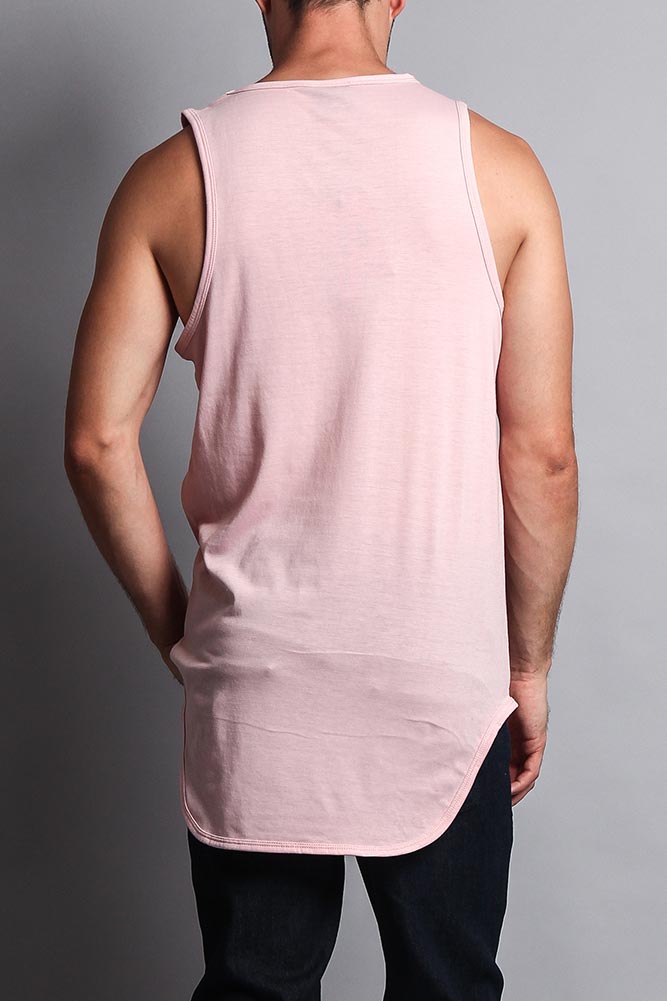 Basic Long Length Curved Hem Tank Top