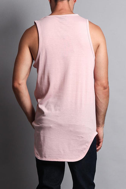 Basic Long Length Curved Hem Tank Top