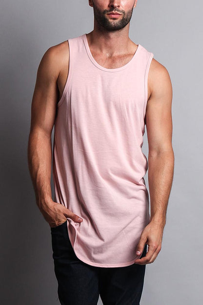 Basic Long Length Curved Hem Tank Top