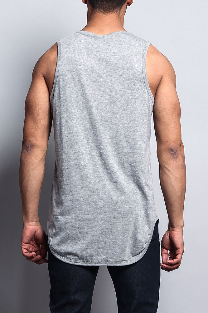 Basic Long Length Curved Hem Tank Top