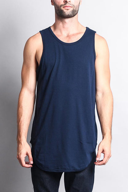 Basic Long Length Curved Hem Tank Top