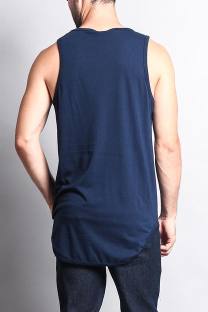 Basic Long Length Curved Hem Tank Top