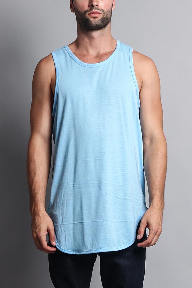 Basic Long Length Curved Hem Tank Top