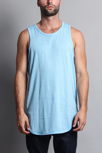 Basic Long Length Curved Hem Tank Top