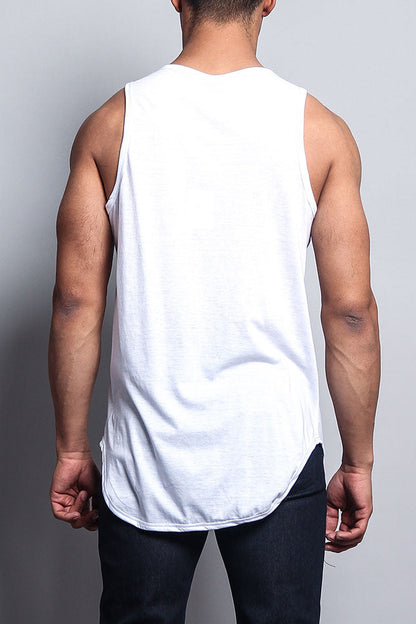 Basic Long Length Curved Hem Tank Top