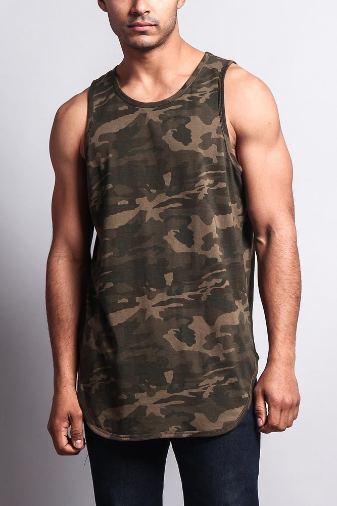 Basic Long Length Curved Hem Tank Top