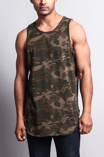 Basic Long Length Curved Hem Tank Top