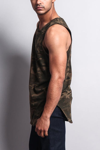 Basic Long Length Curved Hem Tank Top